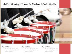 Artists beating drums to produce music rhythm