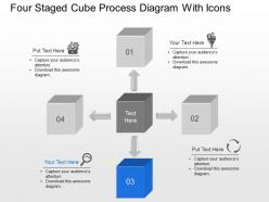 As four staged cube process diagram with icons powerpoint template