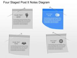 As four staged post it notes diagram powerpoint template