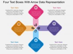 As four text boxes with arrow data representation flat powerpoint design