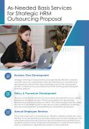 As Needed Basis Services For Strategic HRM Outsourcing One Pager Sample Example Document