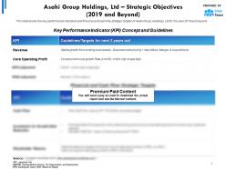 Asahi group holdings ltd strategic objectives 2019 and beyond