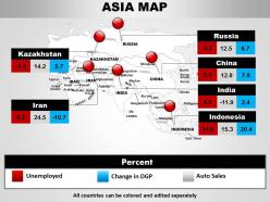 Asia continents map ppt theme 1114