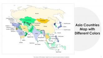 Asia Countries Map With Different Colors