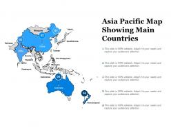 Asia pacific map showing main countries