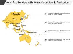 Asia pacific map with main countries and territories