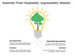 Assembly finish adaptability upgradeability material preparation primary treatment