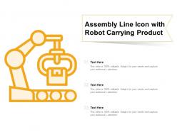 Assembly line icon with robot carrying product