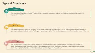 Assertive Analyst And Accommodator Types Of Negotiators Training Ppt