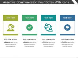 Assertive communication four boxes with icons