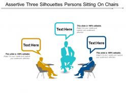 Assertive three silhouettes persons sitting on chairs