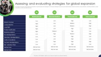Assessing And Evaluating Strategies For Global Expansion Strategy For Target Market Assessment