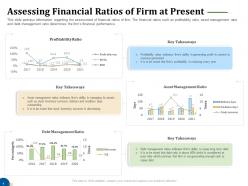 Assessing financial ratios of firm at present business turnaround plan ppt pictures