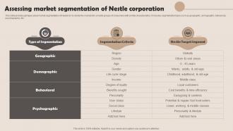 Assessing Market Segmentation Of Nestle Management Strategies Overview Strategy SS V