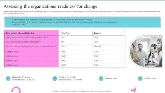 Assessing The Organizations Readiness For Change Change Management Best Practices For Optimizing Operations