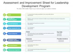 Assessment and improvement sheet for leadership development program