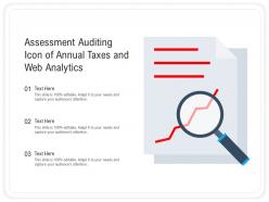 Assessment auditing icon of annual taxes and web analytics