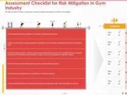 Assessment checklist for risk mitigation in gym industry staff ppt powerpoint presentation diagram lists