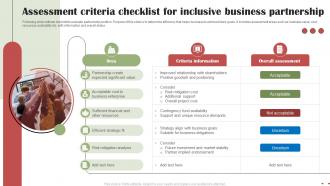 Assessment Criteria Checklist For Inclusive Business Partnership