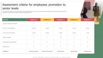 Assessment Criteria For Employees Promotion To Senior Levels