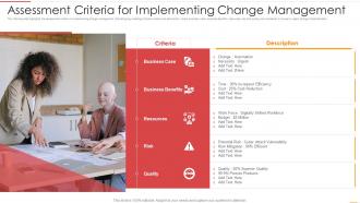 Assessment Criteria For Implementing Change Management