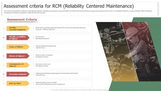 Assessment Criteria For RCM Reliability Centered Maintenance