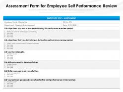 Assessment form for employee self performance review