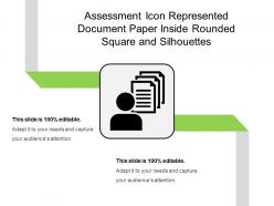 Assessment icon represented document paper inside rounded square and silhouettes