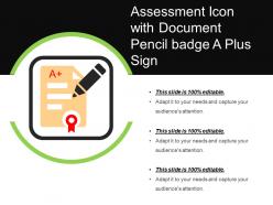 Assessment icon with document pencil badge a plus sign