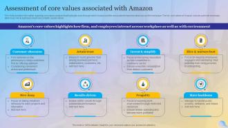 Assessment Of Core Values Associated With Amazon Overview Of Amazon Success Strategy Strategy SS
