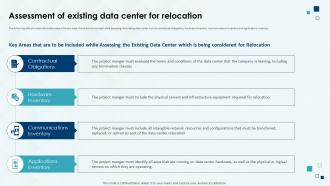 Assessment Of Existing Data Center For Relocation Costs And Benefits Of Data Center Deployment