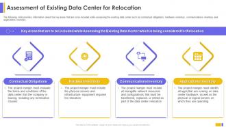 Assessment Of Existing Data Center For Relocation Data Center Relocation For IT Systems