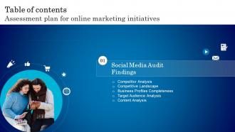 Assessment Plan For Online Marketing Initiatives Table Of Contents