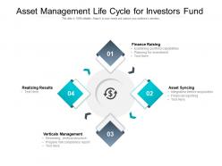 Asset management life cycle for investors fund