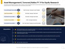 Asset management turnover ratios fy 19 for equity research net sales ppt powerpoint presentation pictures model