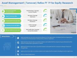 Asset management turnover ratios fy 19 for equity research ppt summary grid