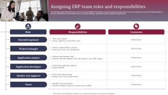 Assigning ERP Team Roles And Responsibilities Enhancing Business Operations