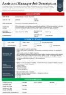 Assistant manager job description presentation report infographic ppt pdf document