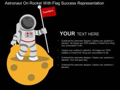 Astronaut on rocket with flag success representation flat powerpoint design