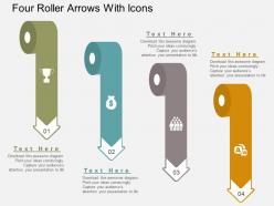 At four roller arrows with icons flat powerpoint design