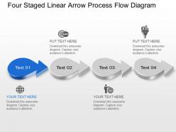 At four staged linear arrow process flow diagram powerpoint template