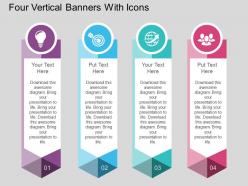At four vertical banners with icons flat powerpoint design