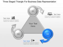 At three staged triangle for business data representation powerpoint template slide