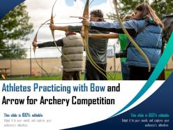 Athletes practicing with bow and arrow for archery competition