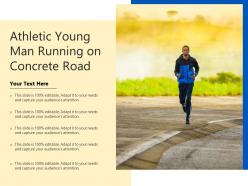 Athletic young man running on concrete road