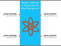 Atomic chemical formula icon on blue background