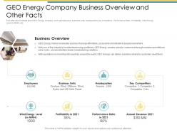 Attaining Business Leadership In Renewable Geo Energy Company Business Overview And Other Facts
