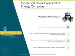 Attaining business leadership in renewable goals and objectives of geo energy company