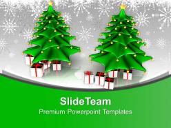 Attractive christmas trees with gifts winter holidays powerpoint templates ppt themes and graphics