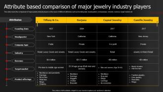 Attribute Based Comparison Of Major Jewelry Products Business Plan BP SS